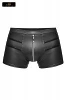 Pantaloncini uomo aderenti con appl. PVC e zip.