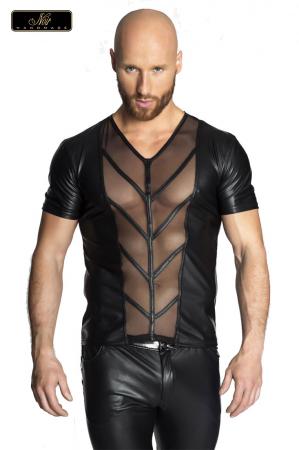 T-Shirt uomo con inserto frontale trasparente.