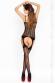 Catsuit effetto reggicalze con righe verticali ed inserto a rete.