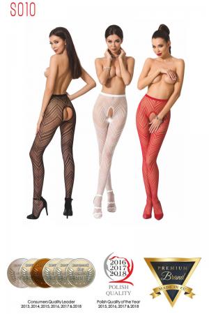 Collant ricamato con trama a zig-zag.