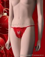 Tanga rosso aperto con farfalla.