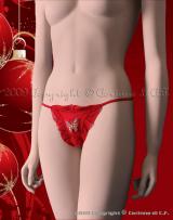 Tanga rosso aperto con farfalla.