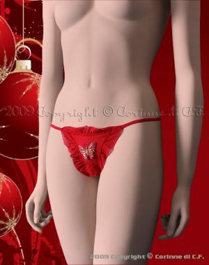 Tanga rosso aperto con farfalla.