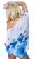 Camiciola in chiffon con ricami floreali. Bianco/blu.