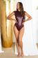 Body a collo alto effetto bagnato. Bordeaux.